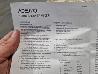 2x Adesso Form Shower Mixers, Inner Wall Assemblies Only 