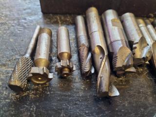Assorted Milling Cutters w/ 2x Steel Parts Trays