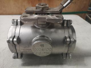 2.5" 3-Way Ball Valve, 1000 WOG, CF8M