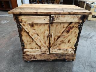 Custom Rustic Styled Wood Mobile Cabinet