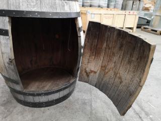 Genuine Wooden Wine Barrel Converted to Storage Unit