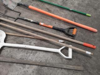 Assorted Worksite Shoves, Brooms & More