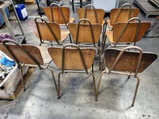 Antique Vintage Wood / Steel Stackable School Chairs