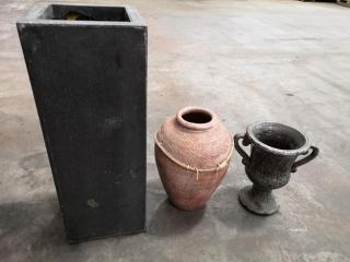 3x Assorted Decorative Pots