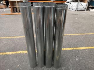4x Galvanised Steel Duct Flues, 150x1200mm Size