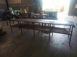 Long Steel Workbench with Vice