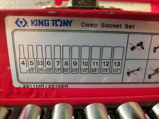 3x King Tony Deep Socket Sets, 1/4", 3/8" & 1/2" Drive