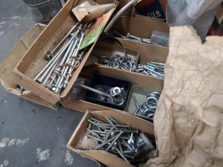 Assorted Lot of Fastening Hardware, Screws, Nuts, Nails & More