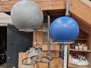 Fitness Swiss Ball Rack w/ 2x Balls