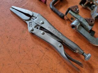 7x Assorted Vice Grip Type Clamps
