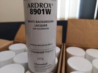 23x Ardrox 8901W White Background Lacquer, 300g Spray Bottles