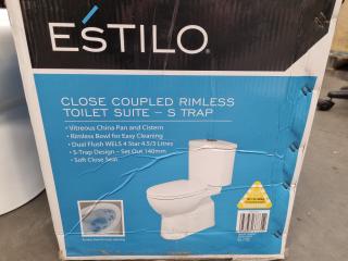Estilo Close Coupled Rimless Toilet Suite, New, Missing Cistern