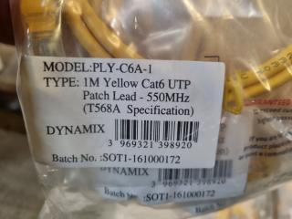 Dynamix 1m CAT6 Yellow UTP Patch Leads, Bulk Lot of 125x Units