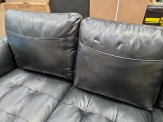 Black Leather-Like 3-Seater Sofa Couch