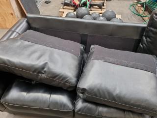 Black Leather-Like 3-Seater Sofa Couch