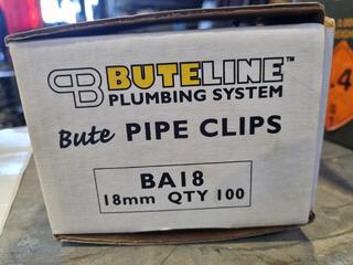 100x Buteline Pipe Clips, 18mm
