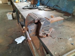 Industrial Steel Workbench With Vice