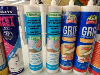 Assorted Tubes of Expanding Foam, Adhesives, Sealants