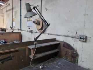 Vintage Steel Topped Wooden Workbench w/ Vice