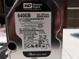 2x Western Digital WD Caviar Black 3.5" Hard Drives, 1Tb & 640Gb