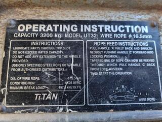 Titan Wire Rope Winch, 3200kg Capacity