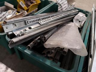 Assorted Lot of Metal Drawer Runners & Components