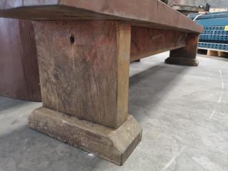 Large Macrocarpa Wood Table w/ Matching Bench Seating