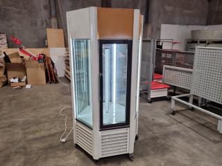 Mobile Hexagonal Shaped Refrigerated Food Display Cabinet, Faulty