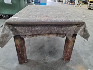 Wood Work Table, Coth Covered Top