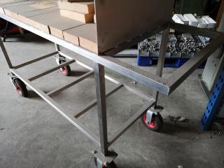 Custom Mobile Stainless Steel Workbench Trolley w/ Fire Brick Lining