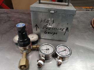 2x Pressure Gauges + Welding Regulator + Storage Box
