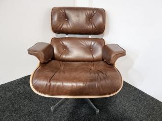 Eames Style Lounge Chair and Ottoman  - Leather