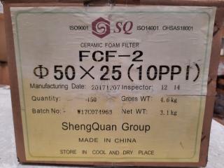 150 x SQ Ceramic Foam Filter FCF-2 Circular 50mm x 25mm - 10PPi