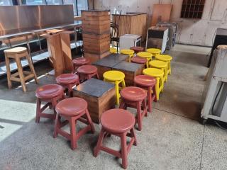 Large Set of Box Tables and Stools