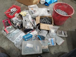 Assorted Fastening Hardware, Screws, Bolts, Nails & More