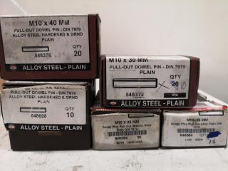 Assorted Lot of Pull-out Steel Dowel Pins, Tension Pins, & More