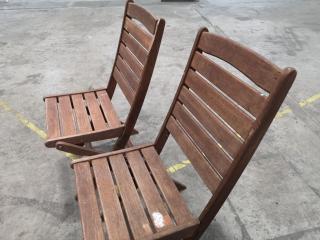 2x Wooden Folding Outdoor Patio Chairs for Home or Cafe