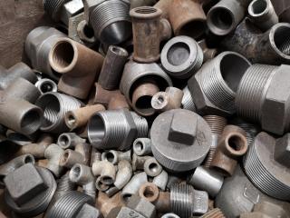 Assorted Lot of Threaded Pipe Fittings, Couplers, Elbows & More