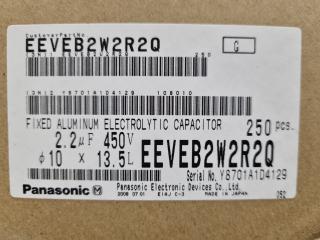 1500x Panasonic Electrolytic Capacitors EEVEB2W2R2Q, Bulk Lot, New
