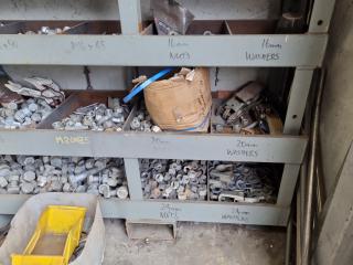 Heavy Steel Workshop Parts Storage Bin Rack w/ Contents