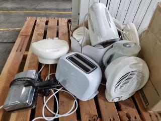 Assorted Heaters, Water Kettles, Toasters