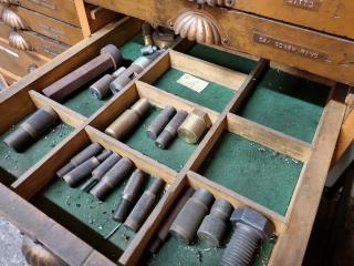 Vintage Antique Wooden Parts Drawer Cabinet