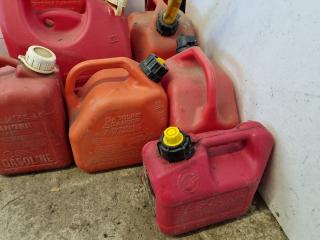 8x Assorted Red Plastic Petrol Containers
