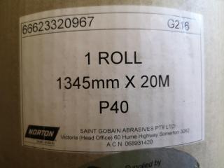 Roll of Norton Adalox P40 Sand Paper, 1345mm by 20m Roll