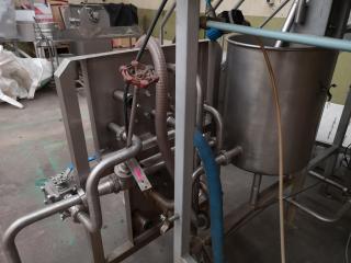 Steel Elevated Stand w/ Assorted Beer Production Controls, Valves, & More