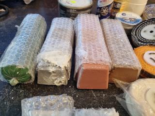 Assorted Professional Car Ploidhing Pads, Disks  Clay Bricks, Waxes, & More