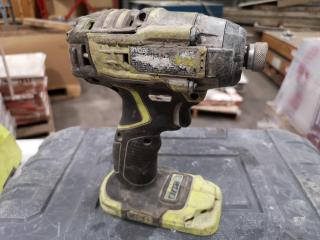 Assorted Ryobi Cordless Drill, Impact Driver, Battery Chargers, Case