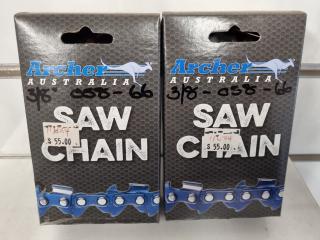 2x Archer Replacement Chain Saw Chains, 3/8" 058-66
