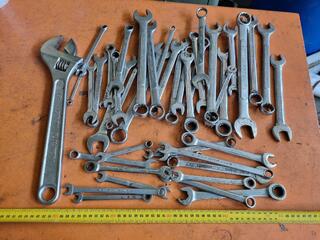 40+ Assorted Combination Wrenches & More