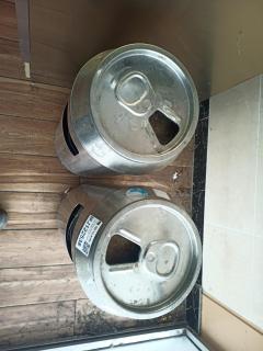 2 Stainless Rubbish Bins